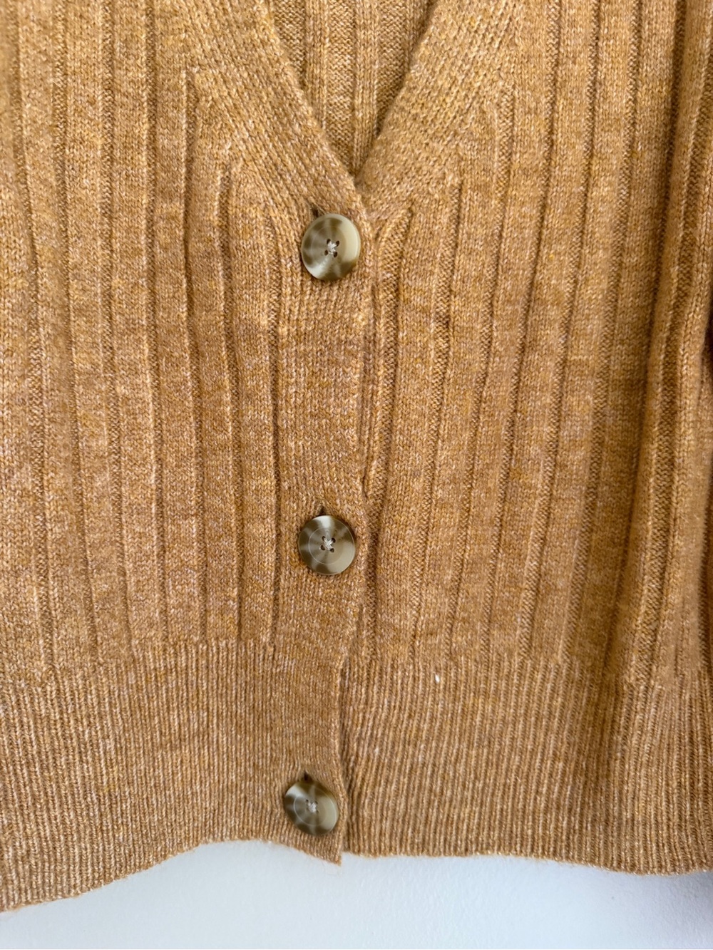 NWOT A New Day Camel Ribbed Button-Front Cardigan, size small - Picture 4 of 6